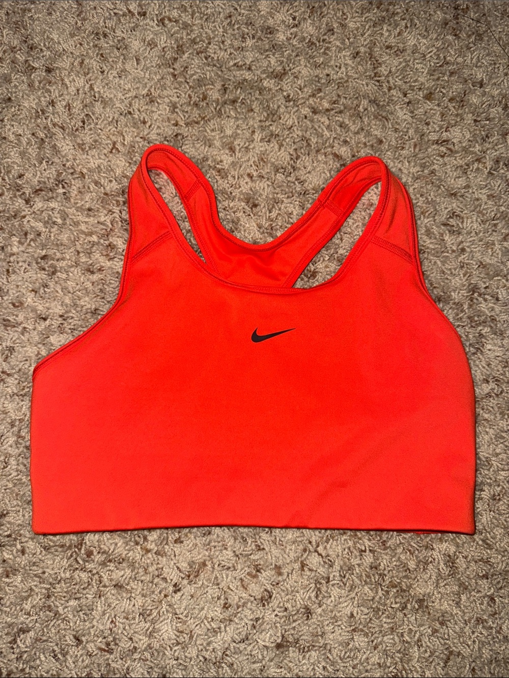 Nike Bright Red Racerback Sports Bra with Black Swoosh